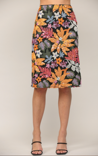 Sequin Print Midi Skirt