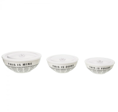 Yours/Ours/Mine Ceramic Bowl Set