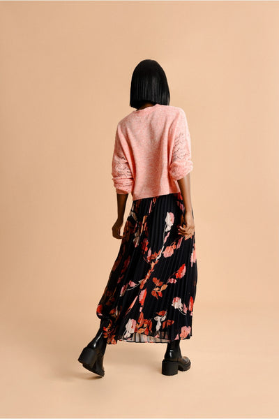 Pleated Floral Skirt