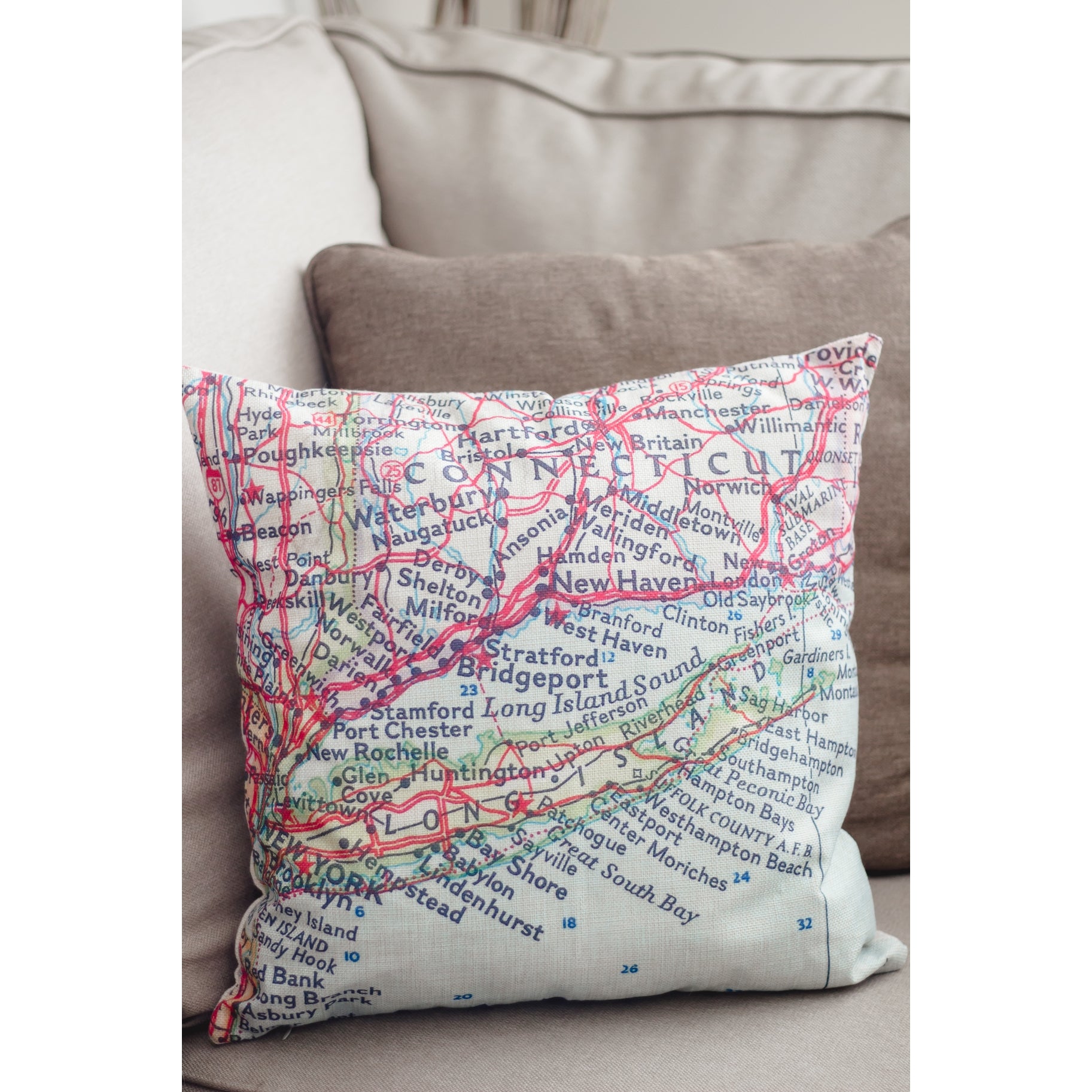 Long Island  Map Pillow