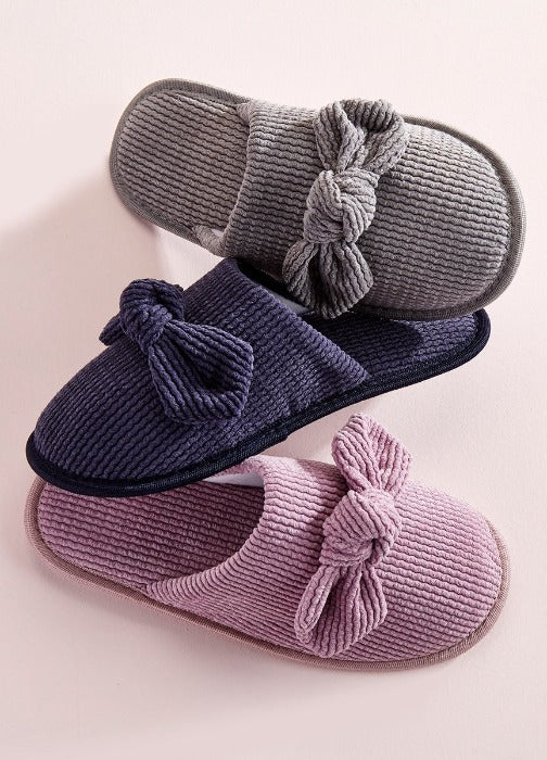 Chenille bow slippers