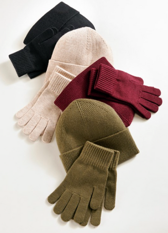 Knit Solid Beanie & Glove Set