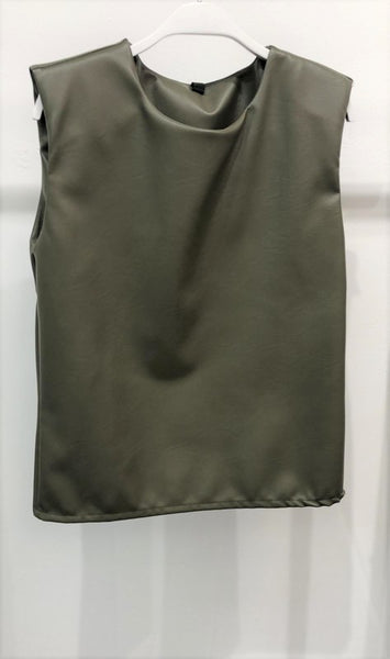 Green Leather Sleeveless Top